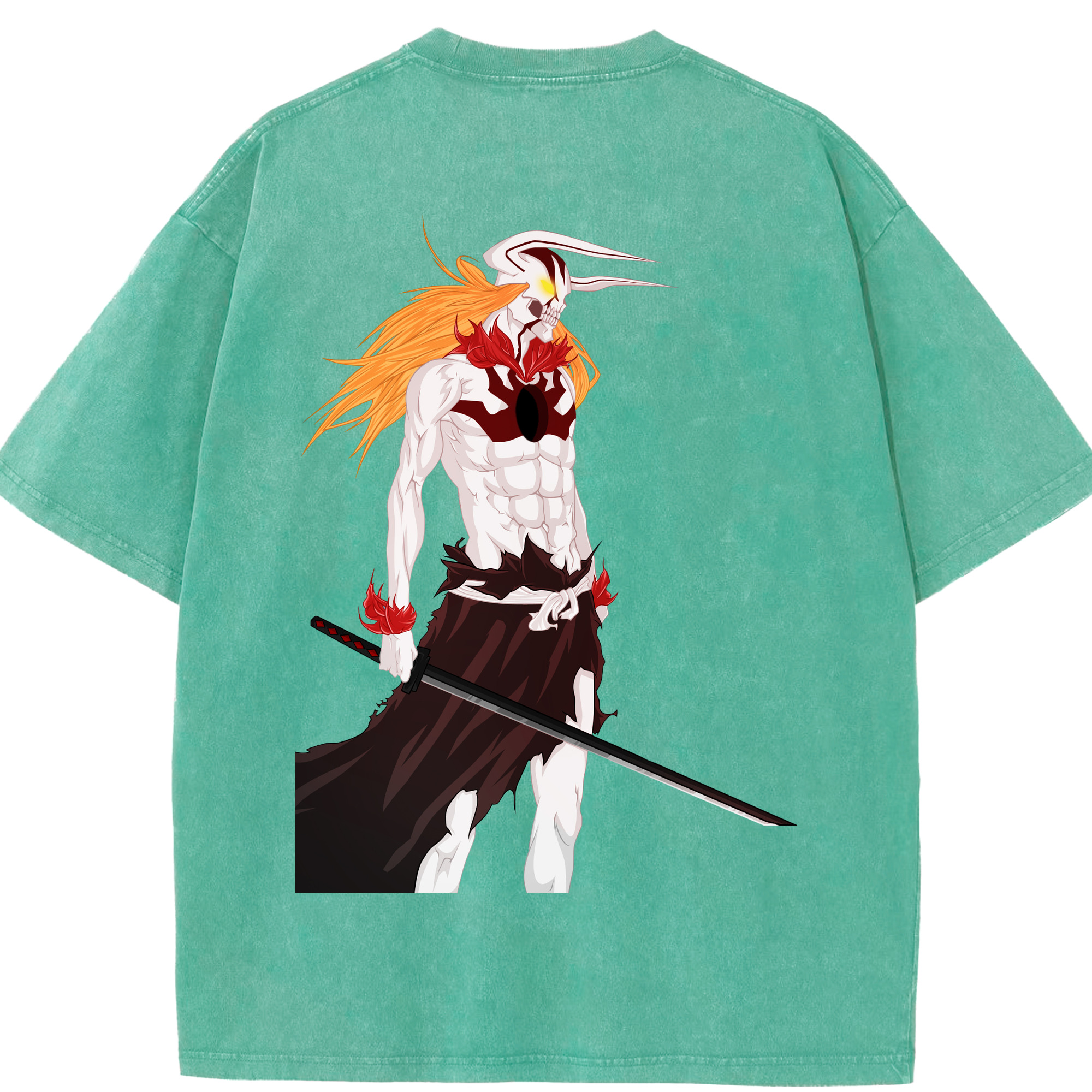 （画像用） ブリーチ 黒崎一護（くろさき いちご）BLEACH Kurosaki Ichigo 綿100% ヴィンテージ風 半袖Tシャツ（背面プリント）
